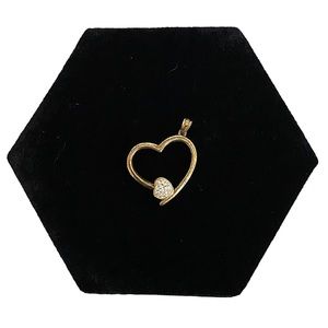 Gold Heart with diamond Accent Necklace Pendant